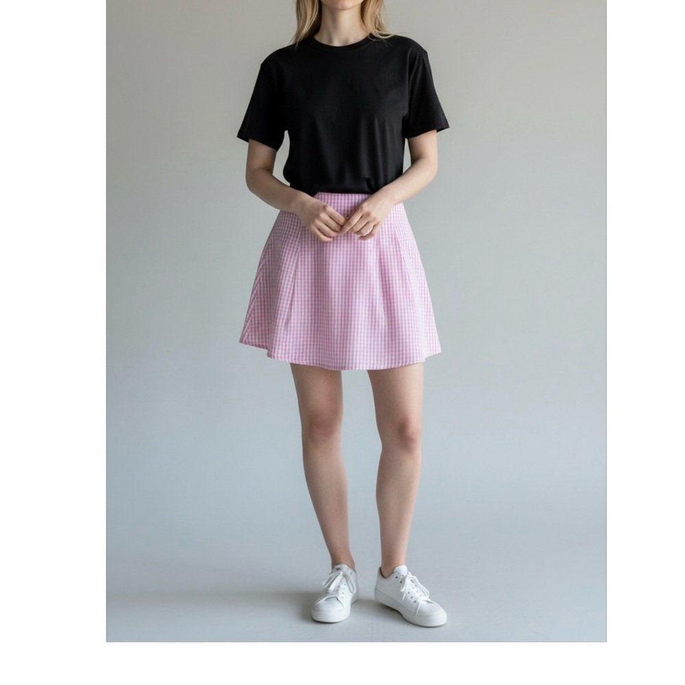 NanaMacs Pink Checkered Mini Skirt